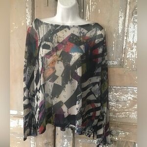 NWT KOZAN Debora Mesh Top Gallery Size Large Multicolor